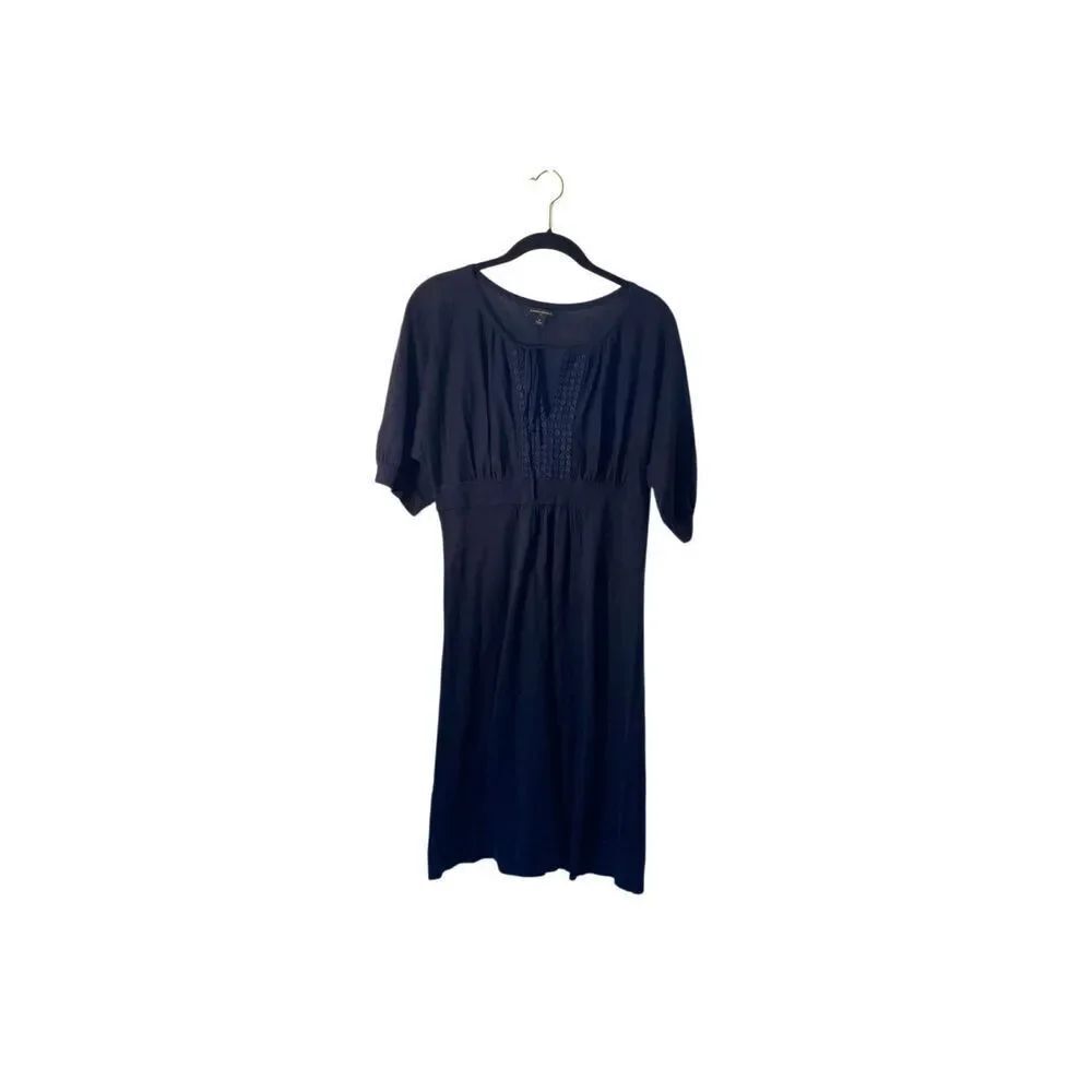 Banana republic women’s navy blue front tie 100% cotton dress M